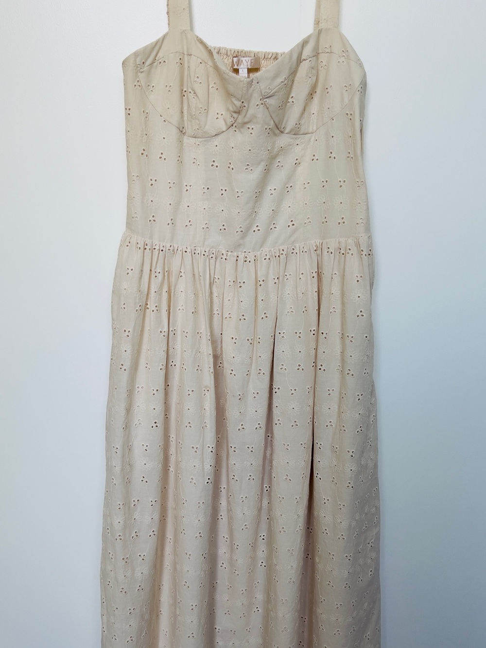 Wayf Cream Eyelet Midi Dress - Picture 7 of 7
